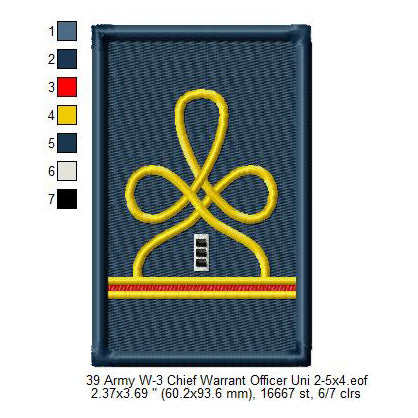 US Army W-3 Chief Warrant Officer Mess Uniform Insignia Symbols Emblems Patches Machine Embroidery Digitized Design Files
