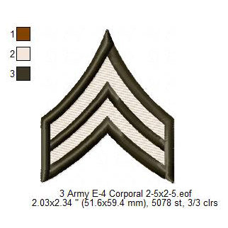 US Army E-4 Corporal E-4 Specialist Insignia Symbols Emblems Patches Machine Embroidery Digitized Design Files