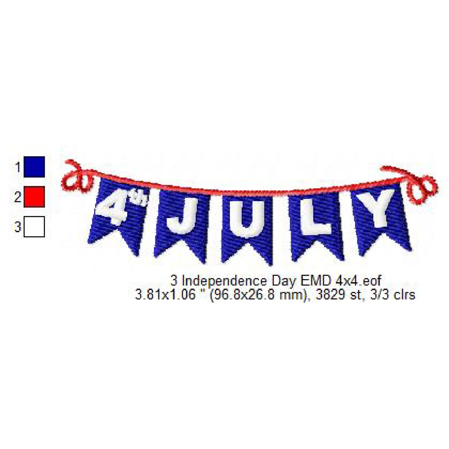 USA Independence Day Happy 4th of July Machine Embroidery Digitized Design Files | Dst | Pes | Hus | VP3