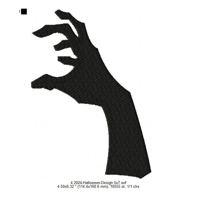 Halloween Scary Hand Shadow Symbols Silhouette Machine Embroidery Digitized Design Files