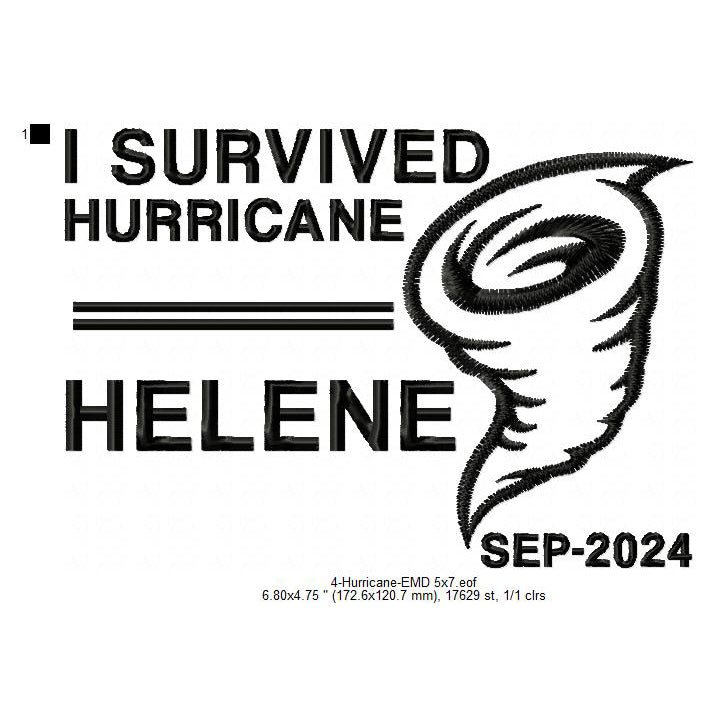 Hurricane Helene Storm Cyclone Machine Embroidery Digitized Design Files