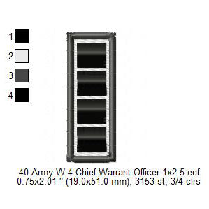 US Army W-4 Chief Warrant Officer Mess Uniform Insignia Symbols Emblems Patches Machine Embroidery Digitized Design Files