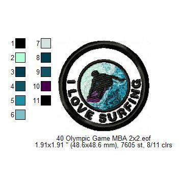 Olympic Sports Sailing Shooting Skateboarding Surfing Swimming Table Tennis Taekwondo Tennis Trampoline Gymnastics Silhouette Badges Patches Machine Embroidery Digitized Design Files