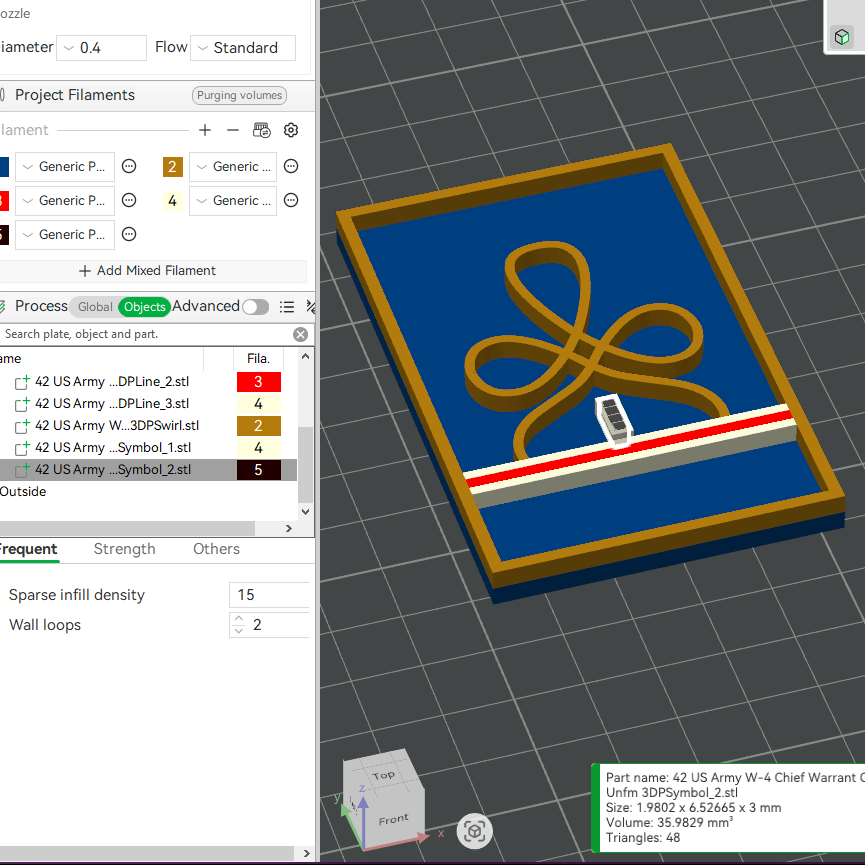 US Army Military W-4 Chief Warrant Officer Board Mess Uniform Insignia Emblem Symbols 3D STL Files For 3D Printing Using 3D Printer Machines