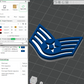 US Air Force USAF E5 Staff Sergeant,  E6 Technical Sergeant, E7 1st Sergeant Rank Insignia Emblem 3D STL Files For 3D Printing Using 3D Printer Machines