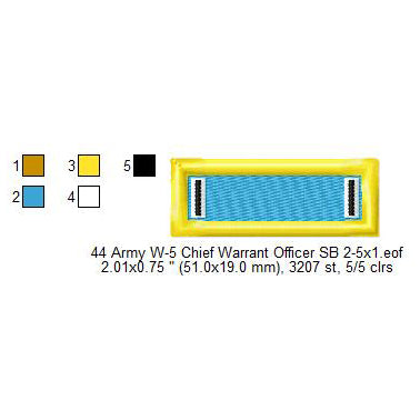 US Army W-5 Chief Warrant Officer Mess Uniform Insignia Symbols Emblems Patches Machine Embroidery Digitized Design Files