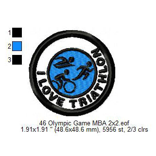 Olympic Sports Triathlon Patches Weightlifting Patches Wrestling Patches Wushu Taolu Silhouette Badges Patches Machine Embroidery Digitized Design Files