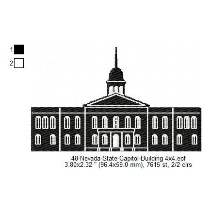 Nevada State Capitol Building Silhouette Machine Embroidery Digitized Design Files