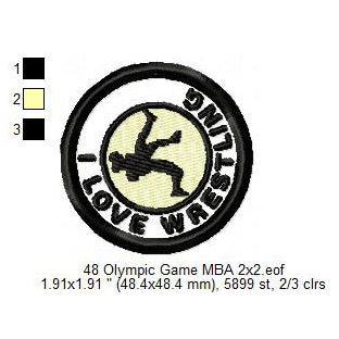 Olympic Sports Triathlon Patches Weightlifting Patches Wrestling Patches Wushu Taolu Silhouette Badges Patches Machine Embroidery Digitized Design Files