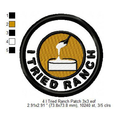 I Tried Ranch FIFA Football Soccer World Cup Tourist Traveler 2026 Soccer Experience Merit Adulting Badge Patch Machine Embroidery Digitized Design Files