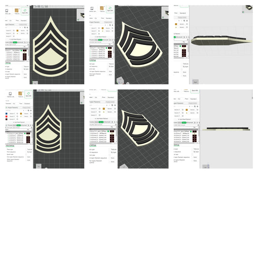 US Army Military E-7 Sergeant First Class E-8 First Sergeant Officer Insignia Emblem Symbols 3D STL Files For 3D Printing Using 3D Printer Machines