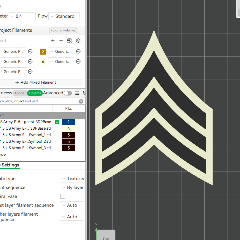 US Army Military E-5 Sergeant E-6 Staff Sergeant Officer Insignia Emblem Symbols 3D STL Files For 3D Printing Using 3D Printer Machines