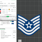 US Air Force USAF E5 Staff Sergeant,  E6 Technical Sergeant, E7 1st Sergeant Rank Insignia Emblem 3D STL Files For 3D Printing Using 3D Printer Machines