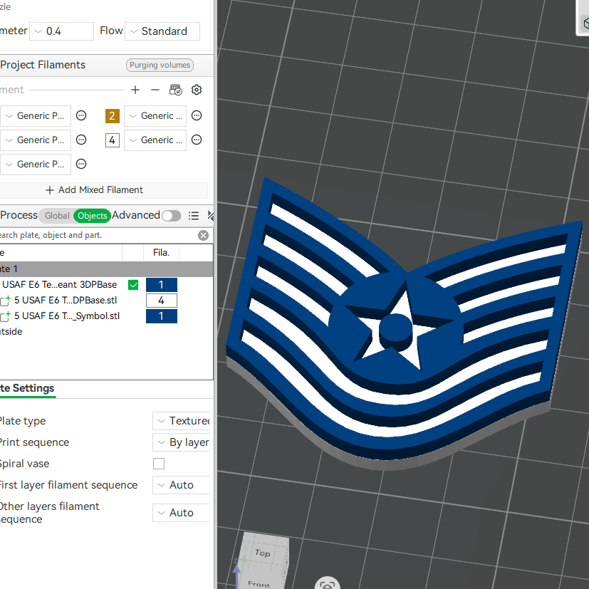 US Air Force USAF E5 Staff Sergeant,  E6 Technical Sergeant, E7 1st Sergeant Rank Insignia Emblem 3D STL Files For 3D Printing Using 3D Printer Machines