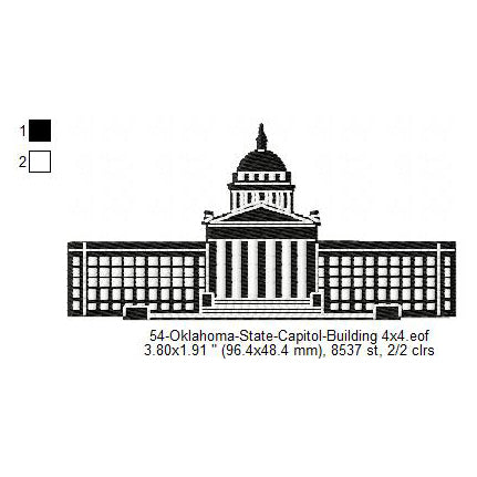 Oklahoma State Capitol Building Silhouette Machine Embroidery Digitized Design Files