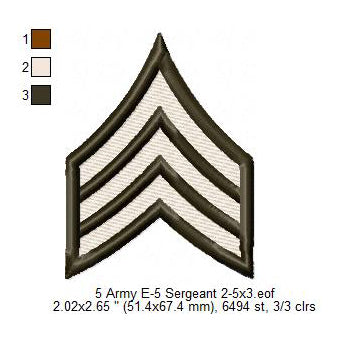 US Army E-5 Sergeant E-6 Staff Sergeant Insignia Symbols Emblems Patches Machine Embroidery Digitized Design Files