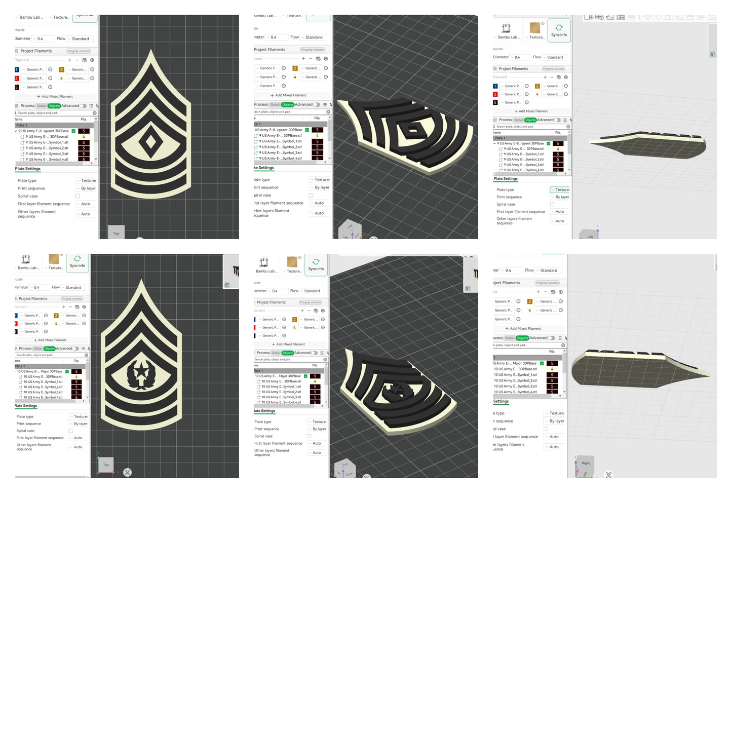 US Army Military Officer Insignia Emblem Symbols 3D STL Files For 3D Printing Using 3D Printer Machines