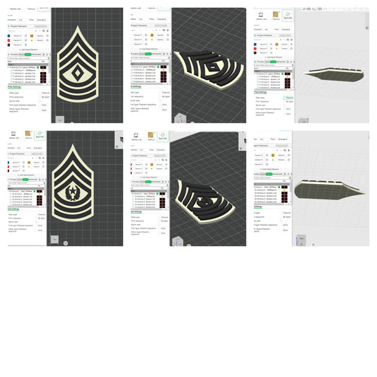 US Army Military E-8 Master Sergeant E-9 Command Sergeant Major Officer Insignia Emblem Symbols 3D STL Files For 3D Printing Using 3D Printer Machines