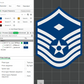 US Air Force USAF E5 Staff Sergeant,  E6 Technical Sergeant, E7 1st Sergeant Rank Insignia Emblem 3D STL Files For 3D Printing Using 3D Printer Machines