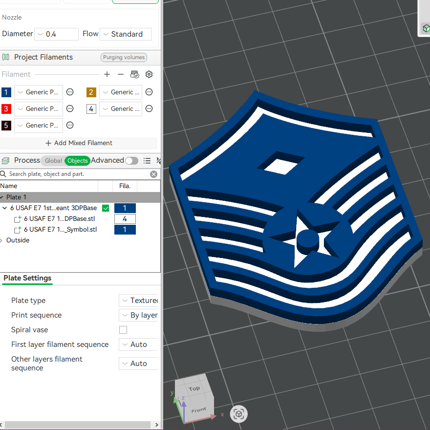 US Air Force USAF E5 Staff Sergeant,  E6 Technical Sergeant, E7 1st Sergeant Rank Insignia Emblem 3D STL Files For 3D Printing Using 3D Printer Machines