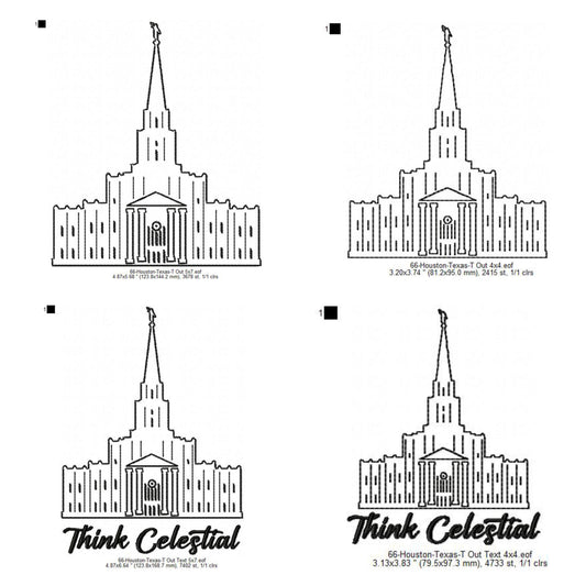 Houston Texas LDS Temple Outline Machine Embroidery Digitized Design Files