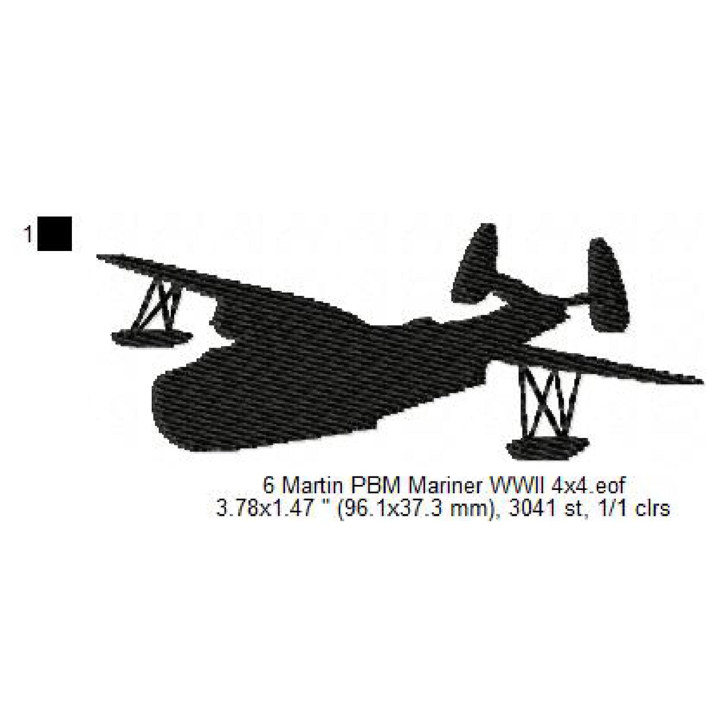 Martin PBM Mariner, Lockheed PV-1 Ventura, Curtiss SB2C Helldiver, Consolidated PB4Y-2 Privateer, Grumman F6F Hellcat WWII US Navy Aircrafts Silhouette Set Machine Embroidery Digitized Design Files