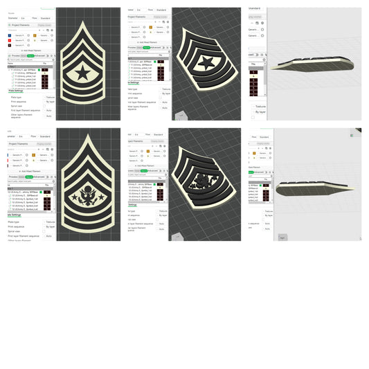 US Army Military E-9 Sergeant Major E-9 Sergeant Major Of The Army Officer Insignia Emblem Symbols 3D STL Files For 3D Printing Using 3D Printer Machines
