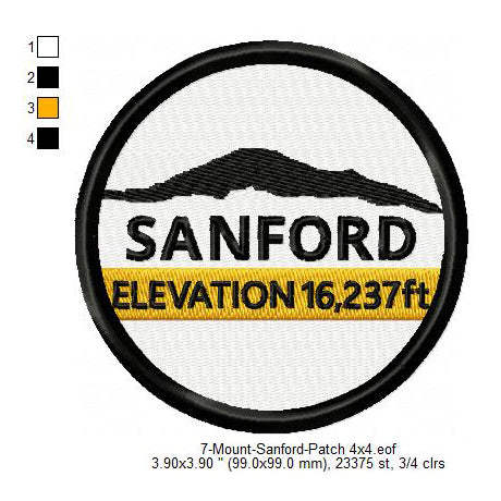 Mount Sanford Mountains Merit Badge Machine Embroidery Digitized Design Files