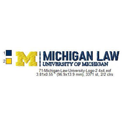 Michigan Law University of Michigan Logo Machine Embroidery Digitized Design Files