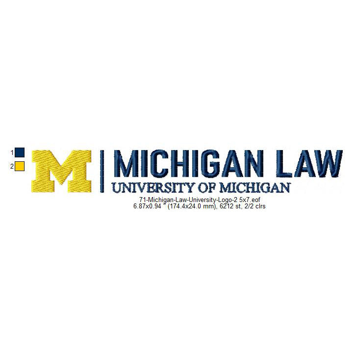 Michigan Law University of Michigan Logo Machine Embroidery Digitized Design Files