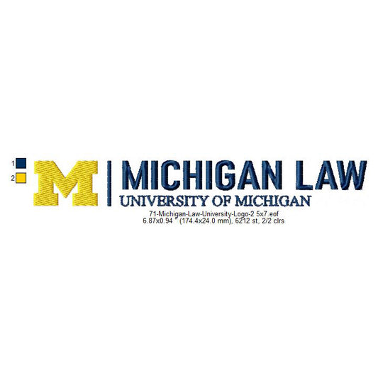 Michigan Law University of Michigan Logo Machine Embroidery Digitized Design Files