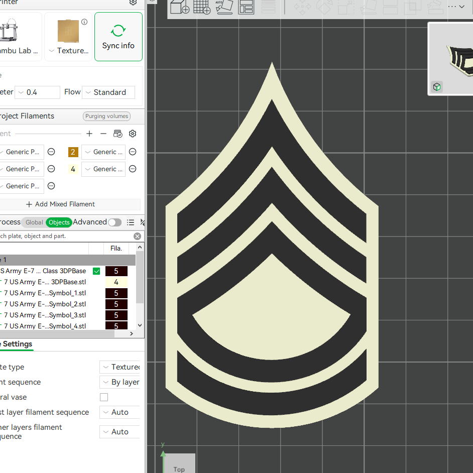 US Army Military E-7 Sergeant First Class E-8 First Sergeant Officer Insignia Emblem Symbols 3D STL Files For 3D Printing Using 3D Printer Machines