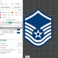 US Air Force USAF E7 Master Sergeant, E8 1st Sergeant, E8 Senior Master Sergeant Rank Insignia Emblem 3D STL Files For 3D Printing For 3D Printer Machines