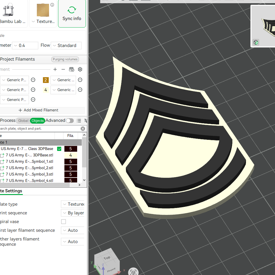 US Army Military E-7 Sergeant First Class E-8 First Sergeant Officer Insignia Emblem Symbols 3D STL Files For 3D Printing Using 3D Printer Machines