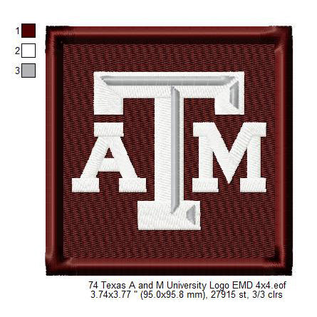 Texas A and M University Logo Machine Embroidery Digitized Design Files