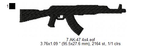 USA Popular Weapons Guns Rifles Silhouette Shadow Machine Embroidery Digitized Design Files | Dst | Pes | Hus | VP3 (Copy)