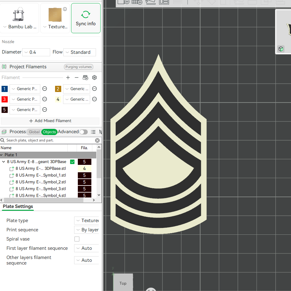 US Army Military E-7 Sergeant First Class E-8 First Sergeant Officer Insignia Emblem Symbols 3D STL Files For 3D Printing Using 3D Printer Machines
