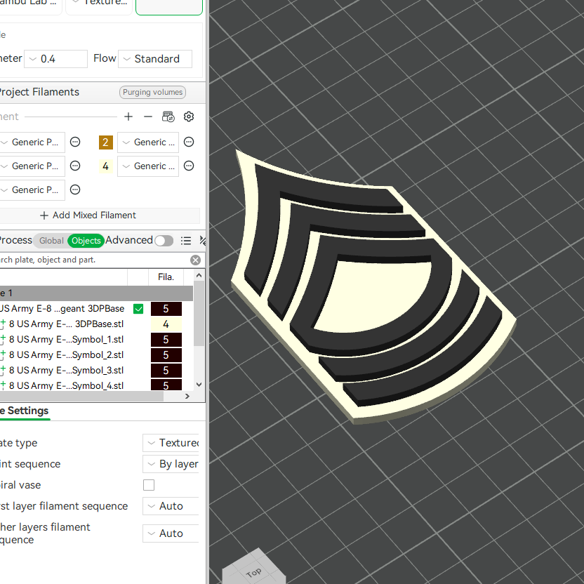 US Army Military E-7 Sergeant First Class E-8 First Sergeant Officer Insignia Emblem Symbols 3D STL Files For 3D Printing Using 3D Printer Machines