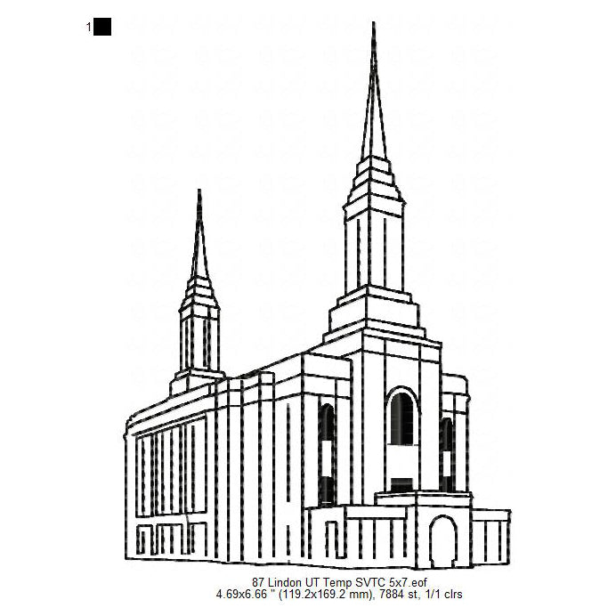 Lindon Utah LDS Temple Outline Machine Embroidery Digitized Design Files