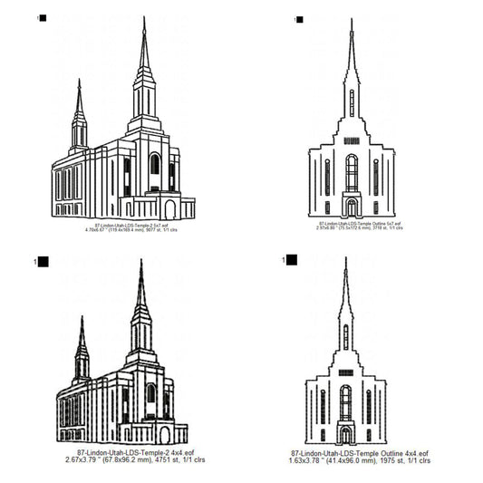 Lindon Utah LDS Temple Outline Machine Embroidery Digitized Design Files