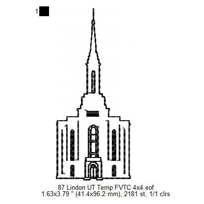 Lindon Utah LDS Temple Outline Machine Embroidery Digitized Design Files