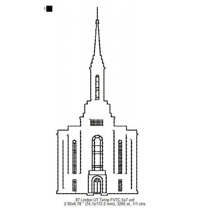 Lindon Utah LDS Temple Outline Machine Embroidery Digitized Design Files