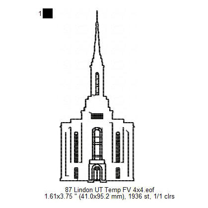 Lindon Utah LDS Temple Outline Machine Embroidery Digitized Design Files