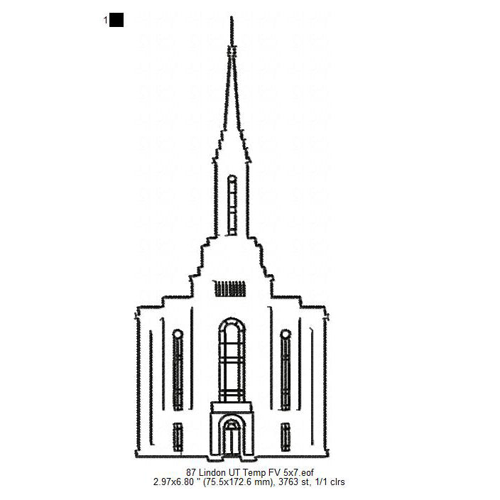 Lindon Utah LDS Temple Outline Machine Embroidery Digitized Design Files