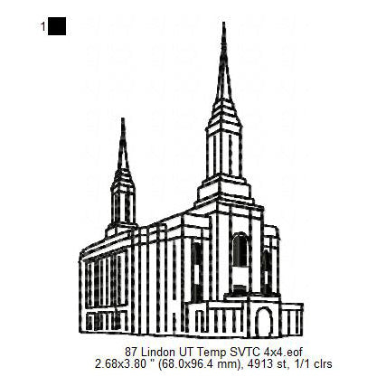 Lindon Utah LDS Temple Outline Machine Embroidery Digitized Design Files