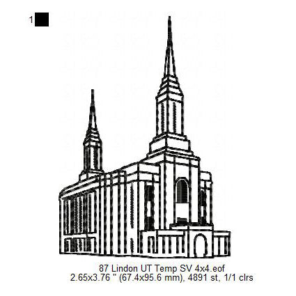 Lindon Utah LDS Temple Outline Machine Embroidery Digitized Design Files