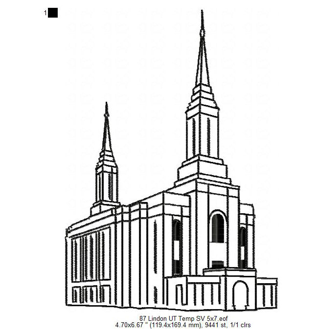 Lindon Utah LDS Temple Outline Machine Embroidery Digitized Design Files