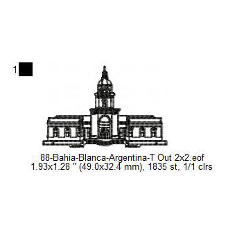 Bahia Blanca Argentina LDS Temple Outline Machine Embroidery Digitized Design Files