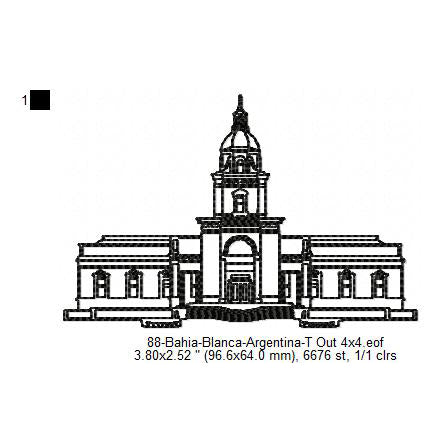 Bahia Blanca Argentina LDS Temple Outline Machine Embroidery Digitized Design Files
