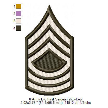US Army E-7 Sergeant First Class E-8 First Sergeant Insignia Symbols Emblems Patches Machine Embroidery Digitized Design Files